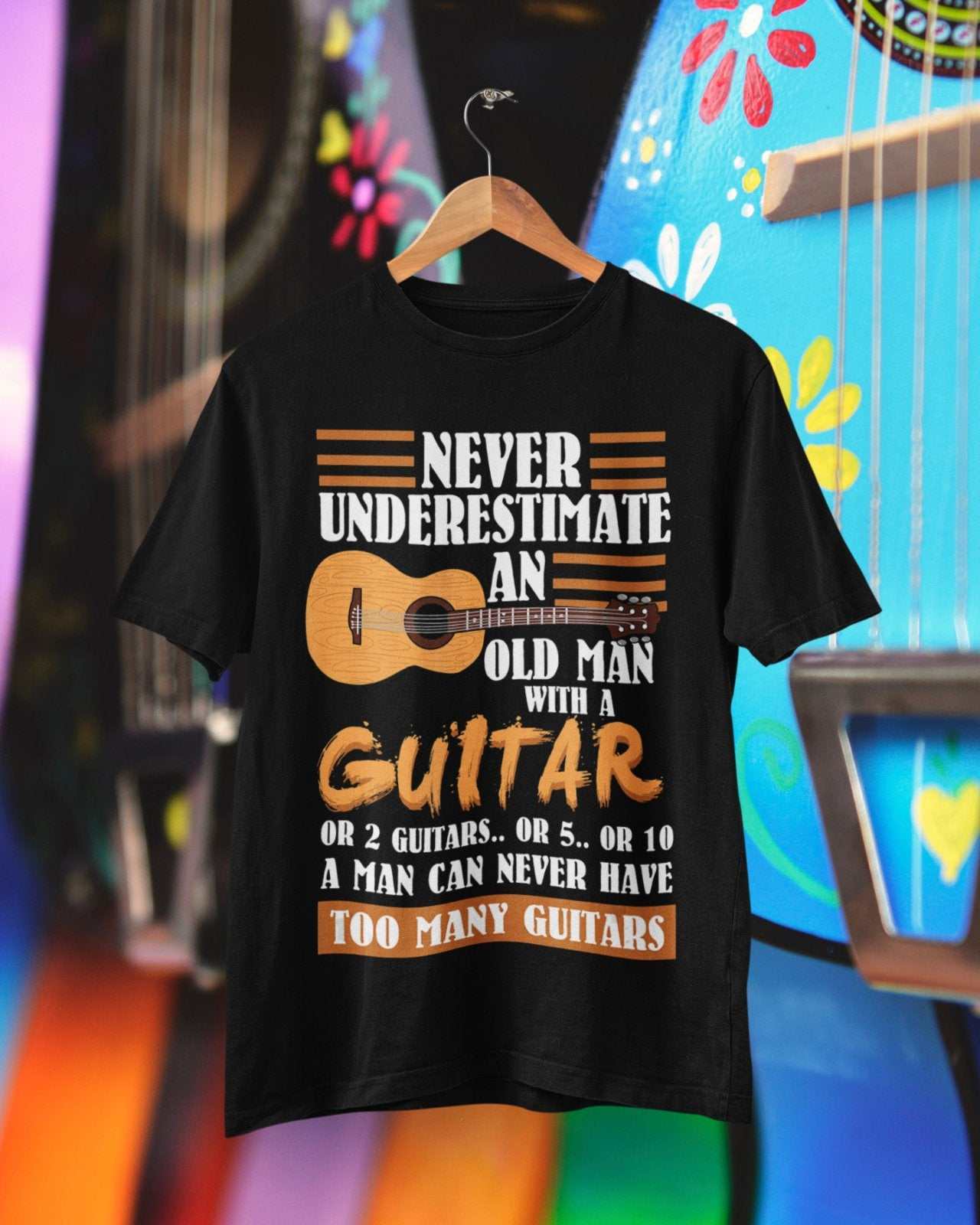 Shirt Gift Idea Guitarist AccousticFunny Never Underestimate An Old Man With A Guitar T Shirt Gift Idea G