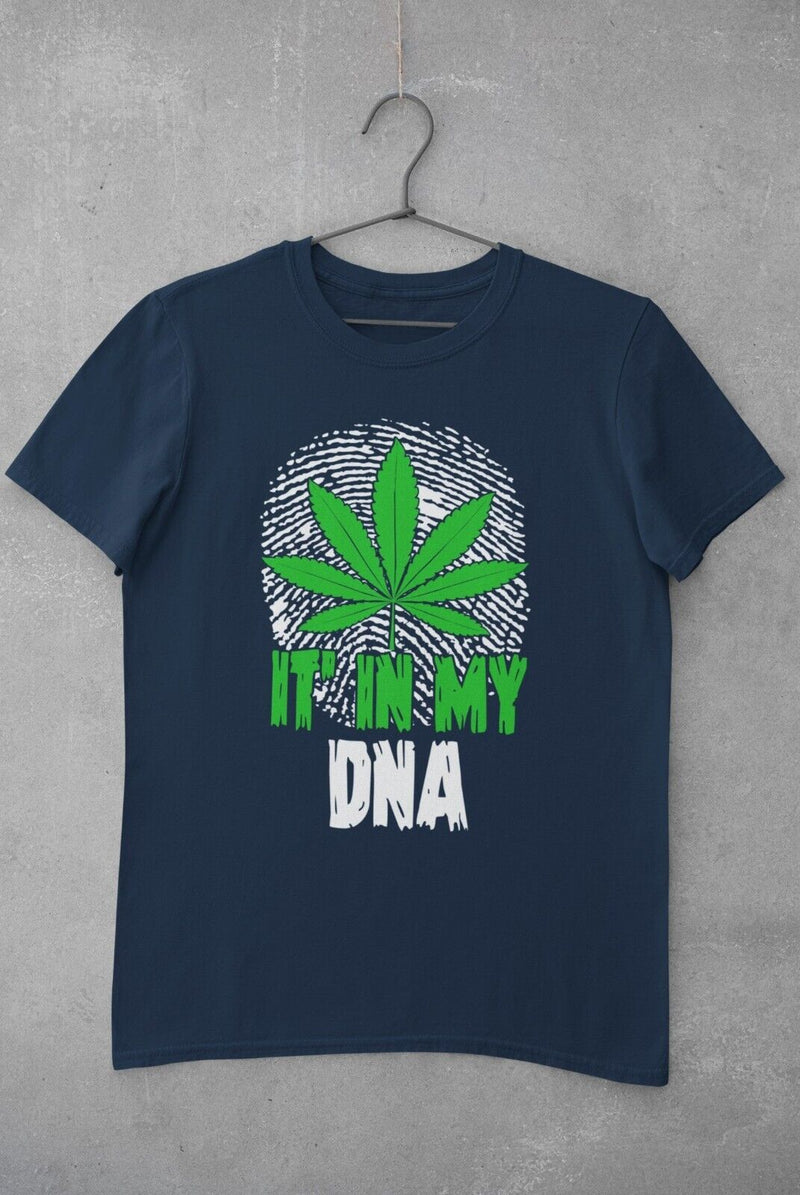 Funny Stoner Weed T Shirt IT' IN MY DNA Cannabis Leaf Design Funny Fingerprint - Galaxy Tees