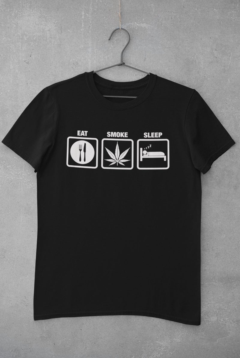 Funny Weed T Shirt EAT SMOKE SLEEP Toker 420 Cannabis Fan Gift Idea Stoner Stone - Galaxy Tees