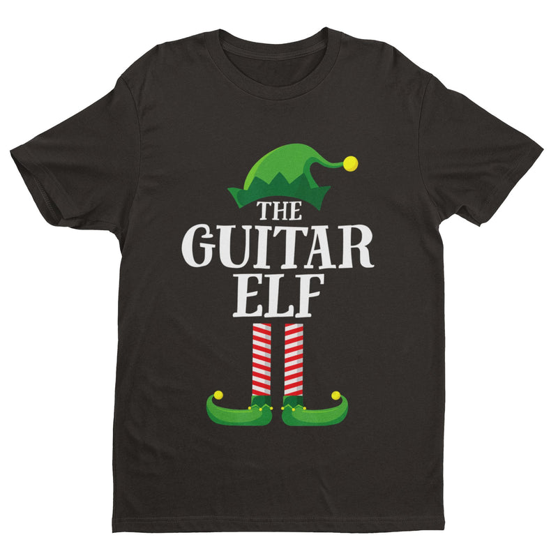 Guitar Themed Christmas Xmas T Shirt Guitar Elf Guitarist Musician Funny Gift - Galaxy Tees