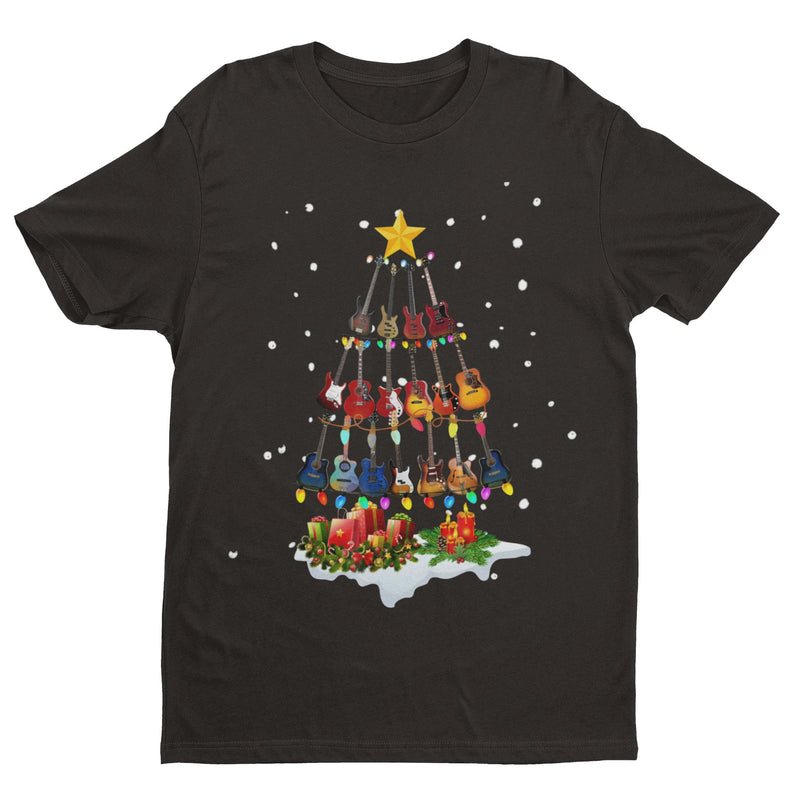 Guitar Themed Christmas Xmas T Shirt Tree Of Guitars Musician Guitarist Gift - Galaxy Tees
