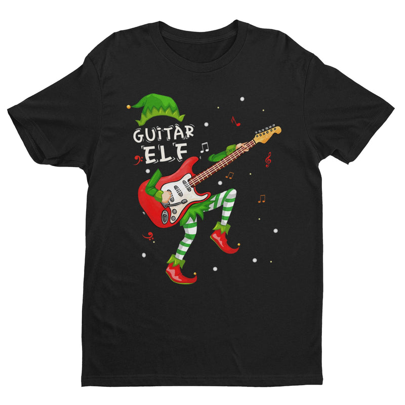 Guitar Themed Xmas T Shirt Guitar Elf Guitarist Musician Funny Christmas Gift - Galaxy Tees