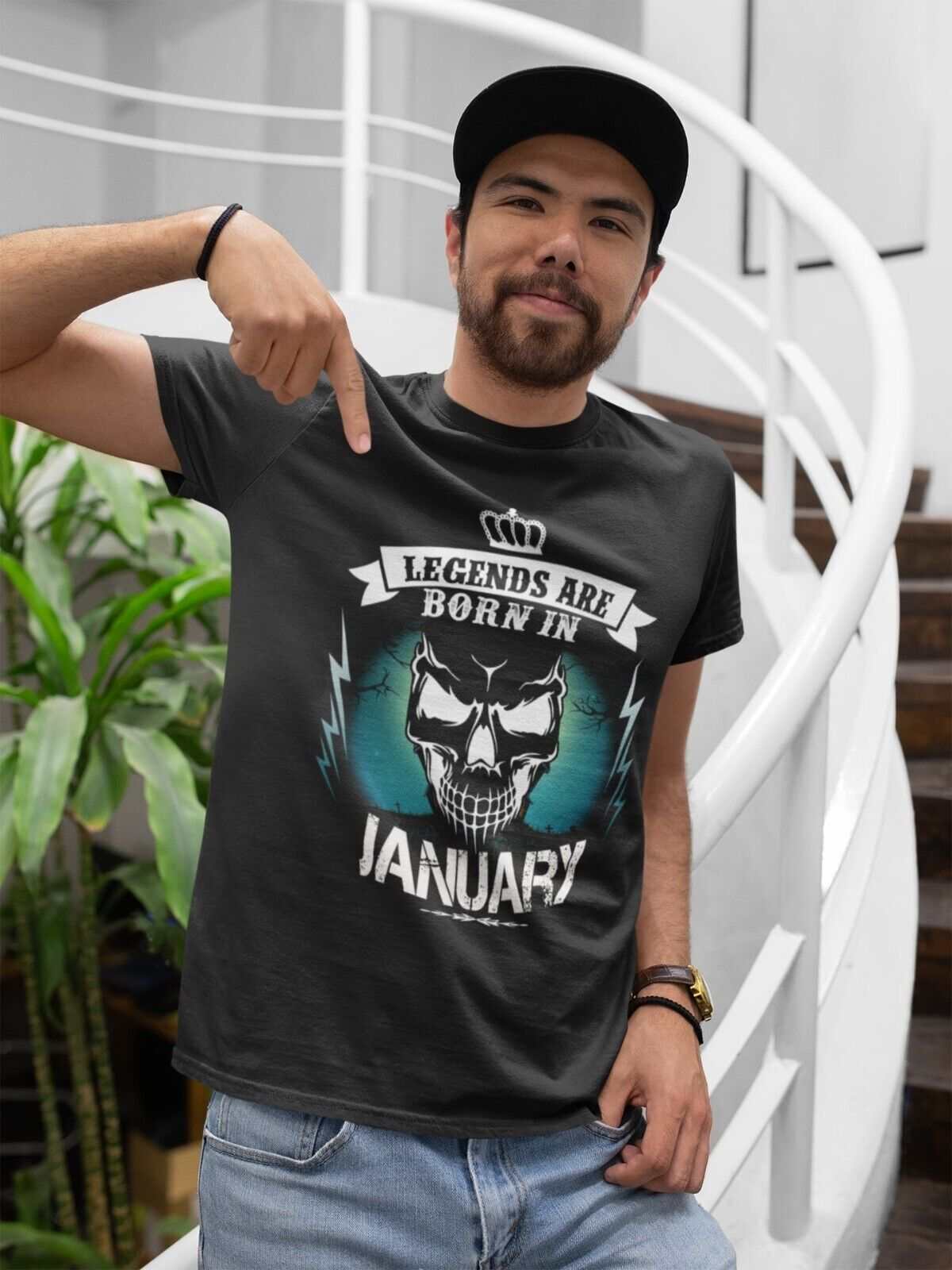 Shirt Gift Skull NoveltyLEGENDS ARE BORN IN JANUARY Funny Birthday T Shirt Gift Skull Novelty 