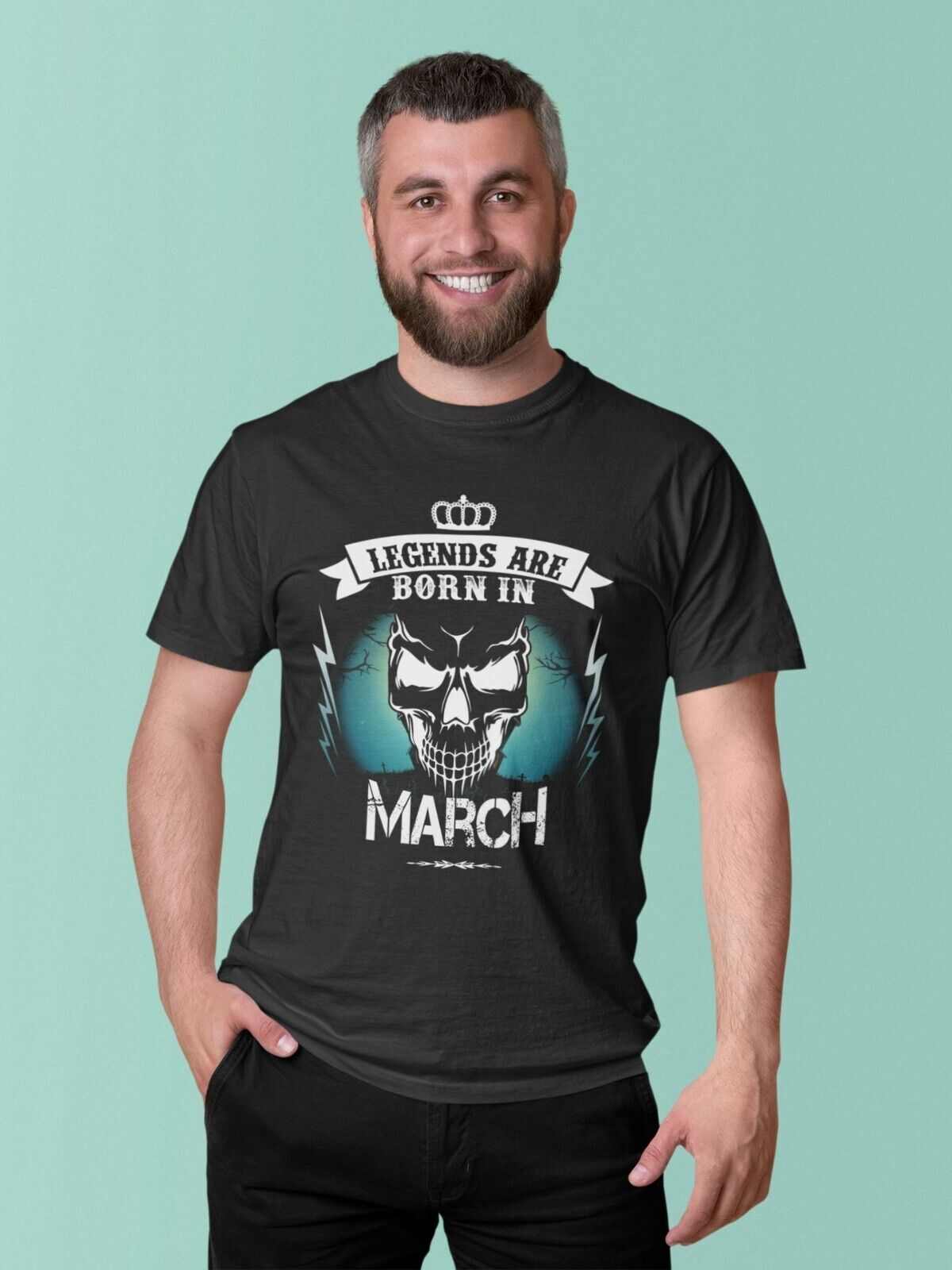 Shirt Gift Skull NoveltyLEGENDS ARE BORN IN MARCH Funny Birthday T Shirt Gift Skull Novelty up