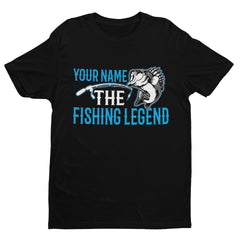 PERSONALISED Fishing T Shirt YOUR NAME The FISHING LEGEND Gift Idea Dad Angler - Galaxy Tees