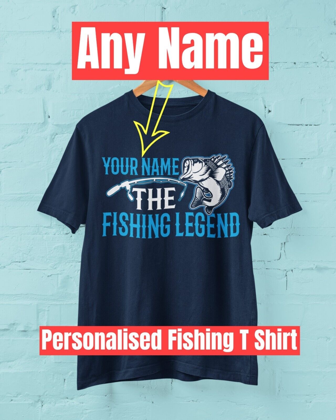 FISHING LEGEND Gift Idea Dad AnglerPERSONALISED Fishing T Shirt YOUR NAME The FISHING LEGEND Gift Idea Da