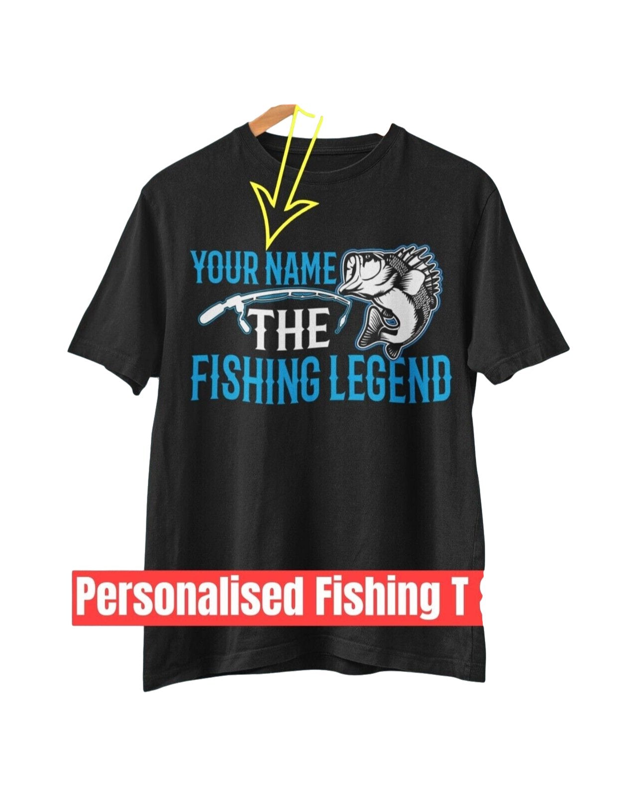 FISHING LEGEND Gift Idea Dad AnglerPERSONALISED Fishing T Shirt YOUR NAME The FISHING LEGEND Gift Idea Da