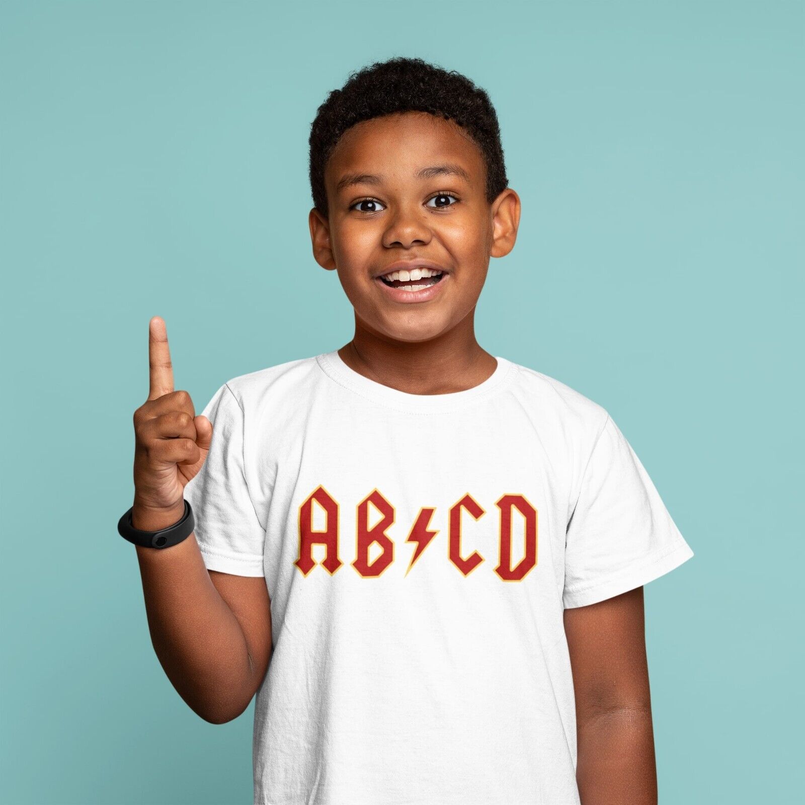 PERSONALISED Kids AB-CDPERSONALISED Kids AB-CD T Shirt in Retro Rock Font with NAME & NUMBER 