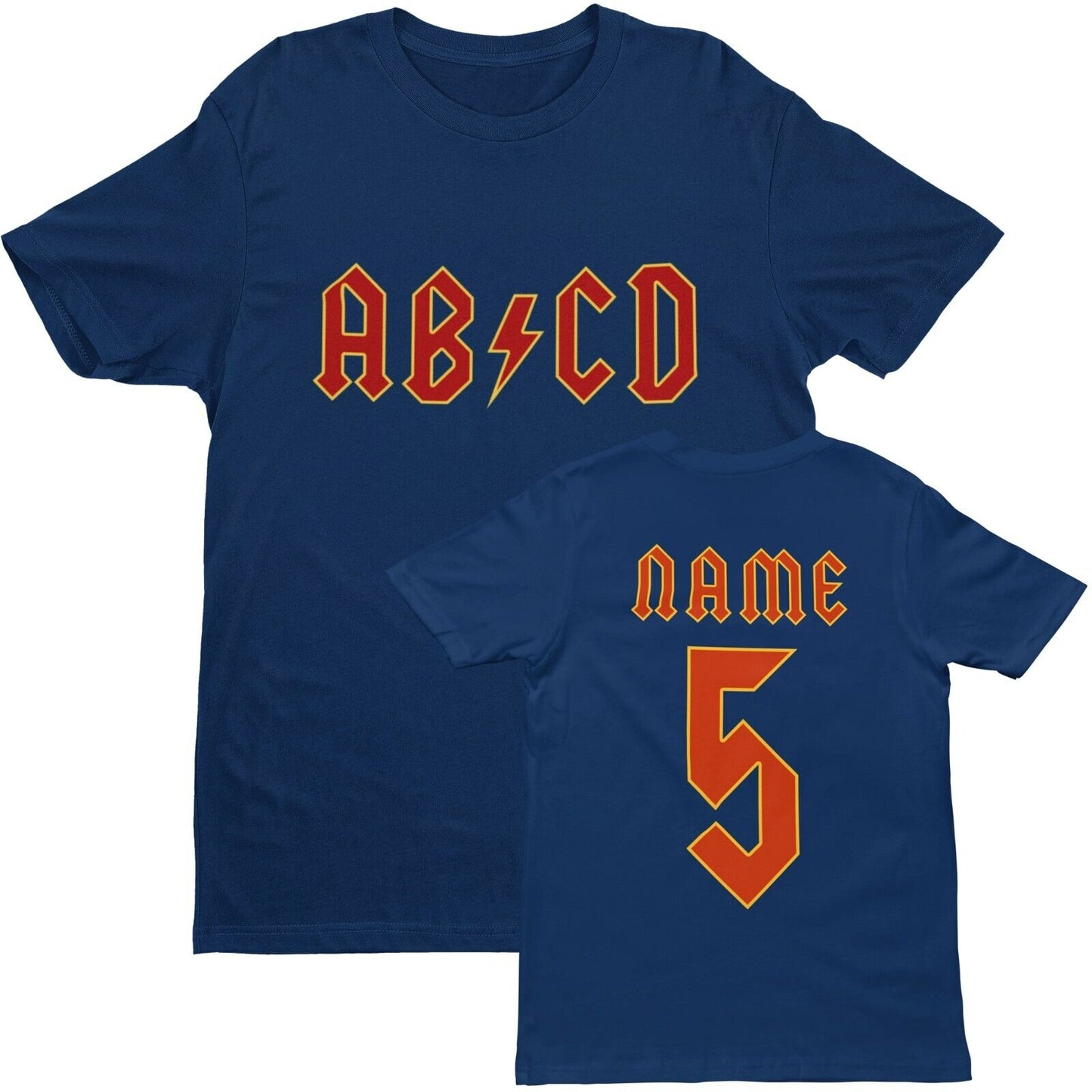 PERSONALISED Kids AB-CDPERSONALISED Kids AB-CD T Shirt in Retro Rock Font with NAME & NUMBER 