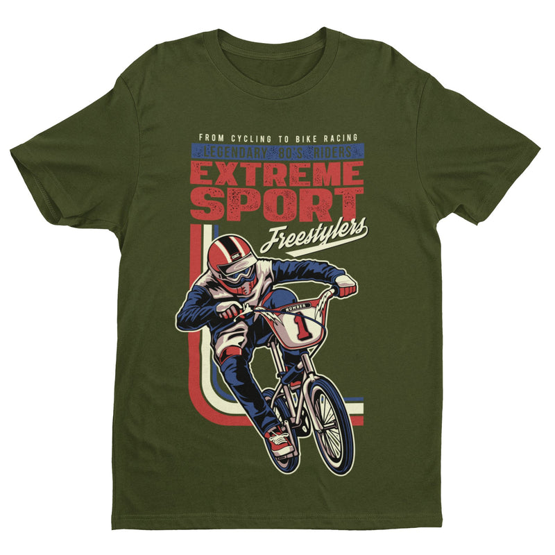 Retro Cycling BMX T Shirt Extreme Sport Freestylers 80s Riders Gift Idea Classic - Galaxy Tees