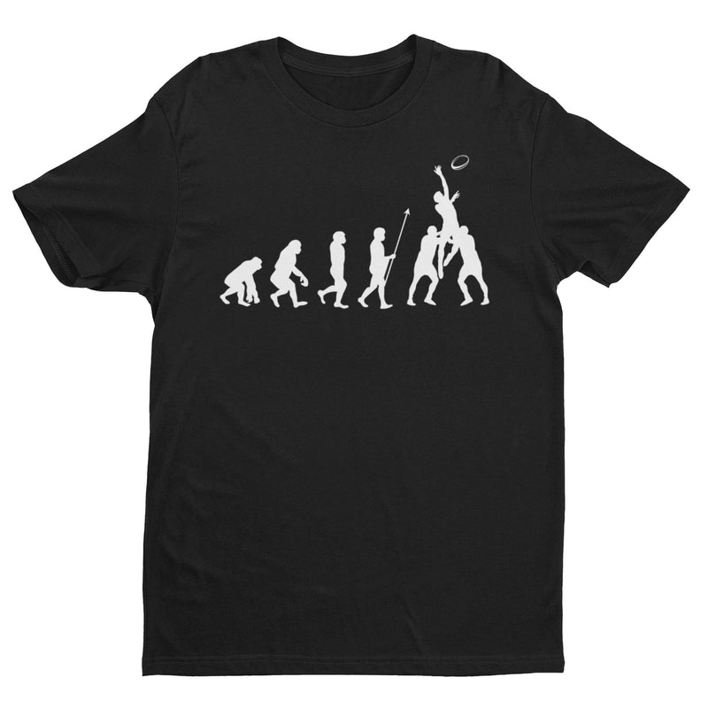 The Evolution of RUGBY T Shirt Ape To Man Darwin Funny Top Gift Idea Lineout - Galaxy Tees